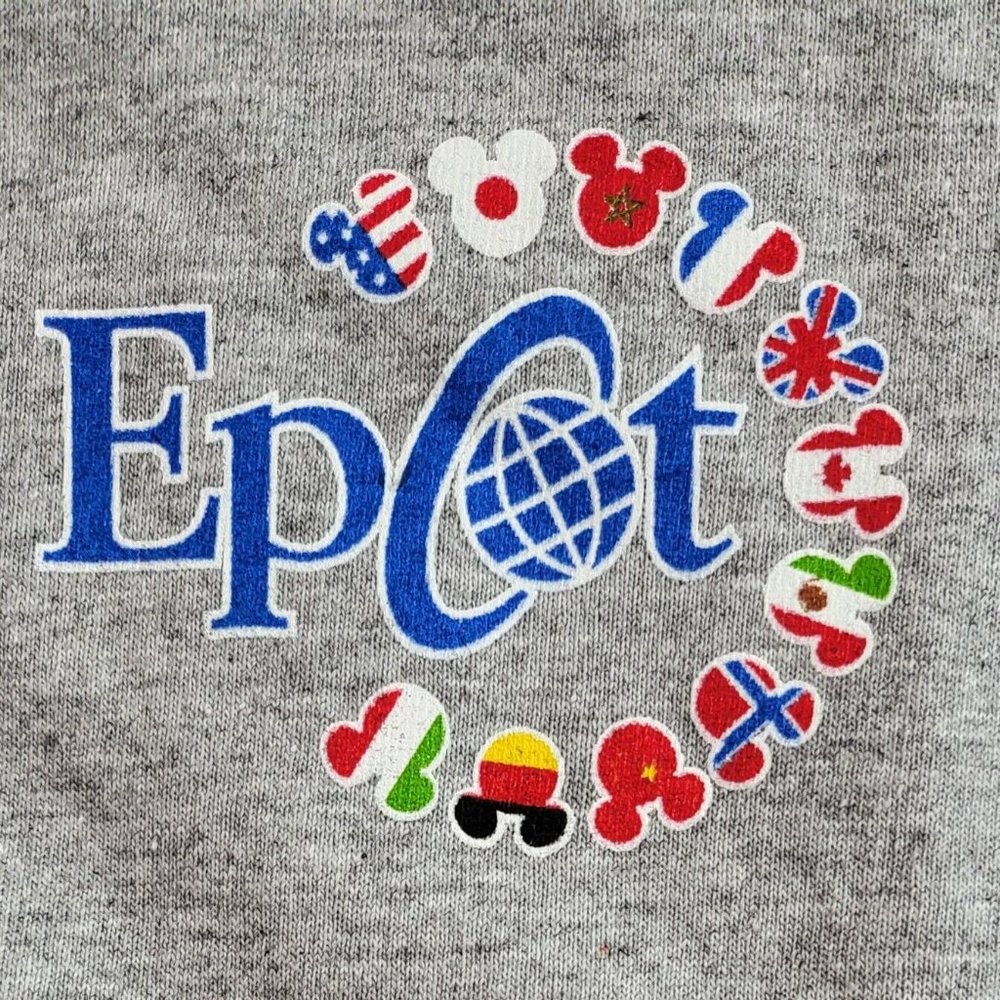 Vintage Walt Disney World Epcot Gray Ringer Short Sleeve T-Shirt Mens Size L EUC - Picture 6 of 6